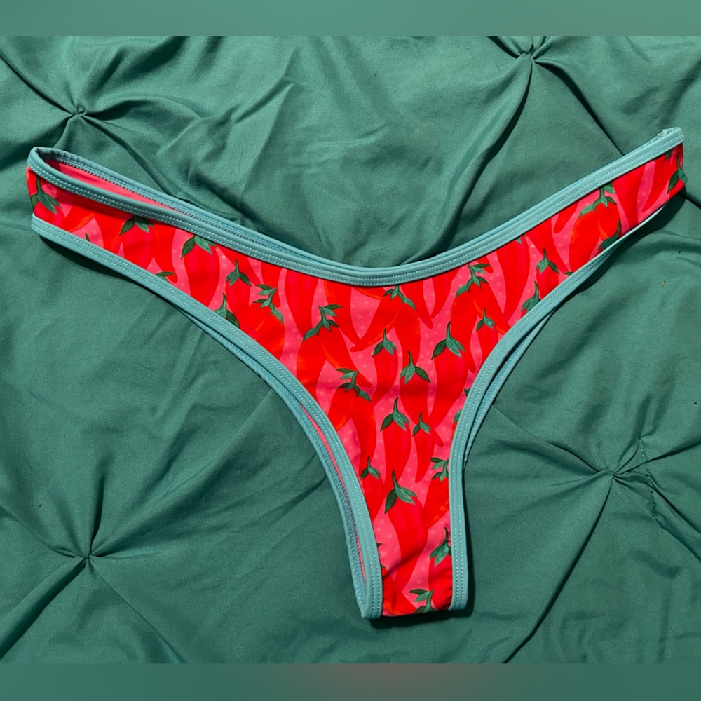 Moana Bikini Red and Green Chili Print Bottom
